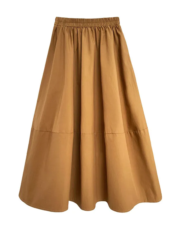 Stylish A-Line Elastics Solid Color Skirts