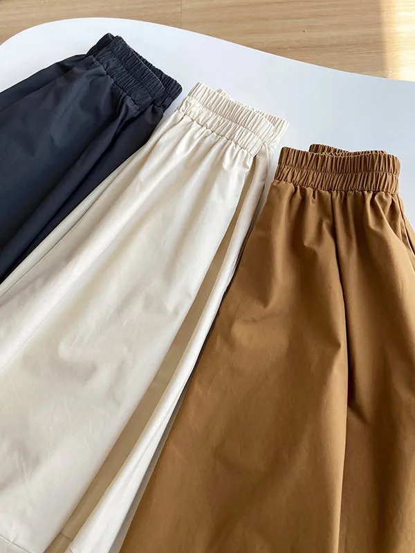 Stylish A-Line Elastics Solid Color Skirts