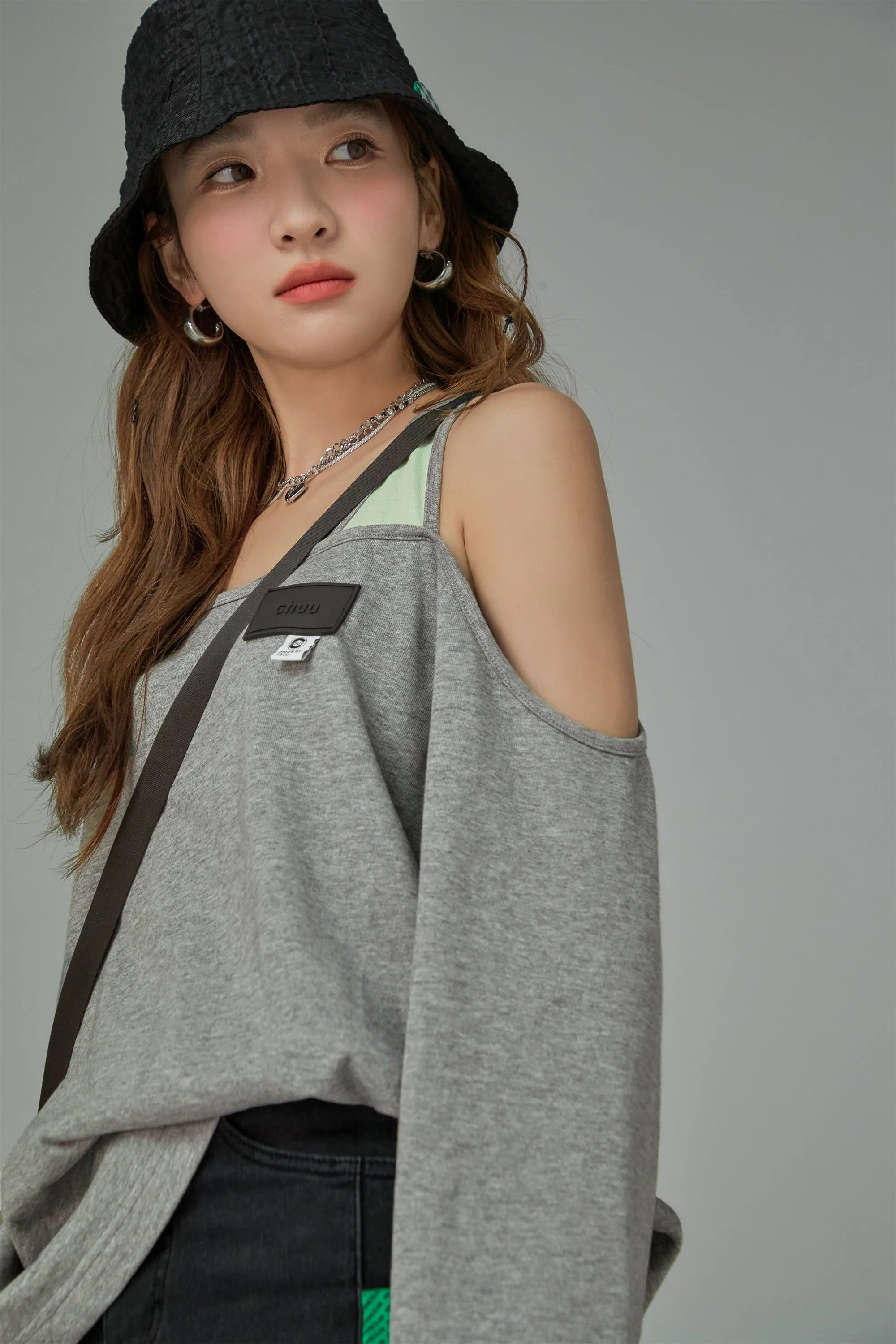 Unbalanced Off Shoulder Long Sleeve T-shirt