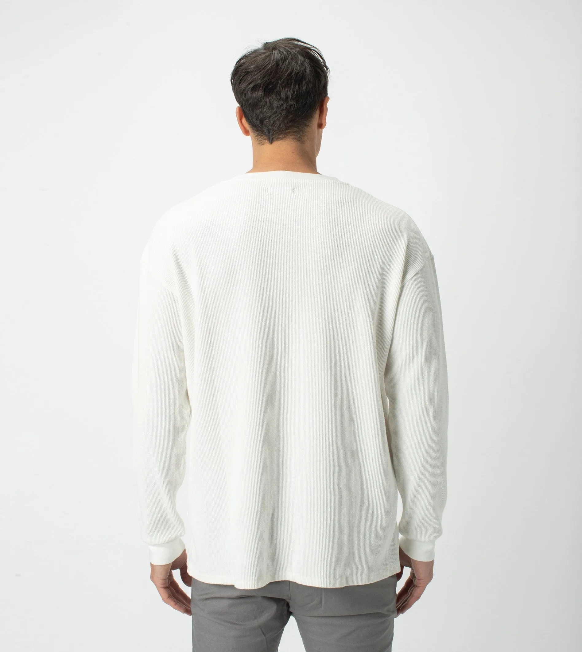 Waffle Henley LS Tee Milk