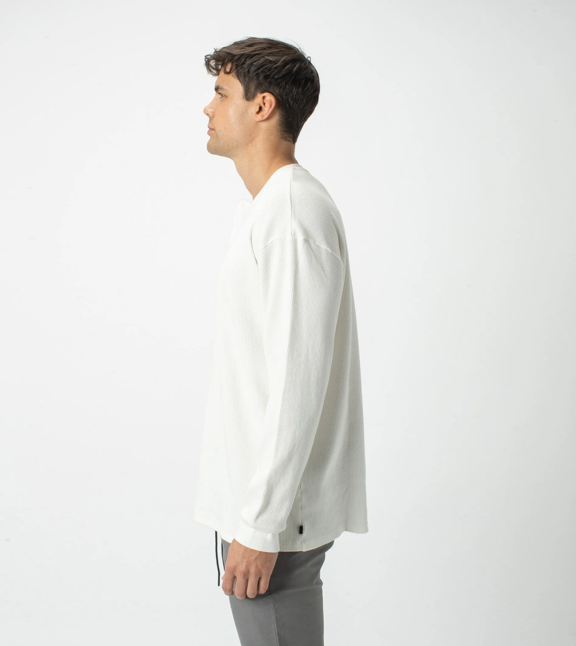 Waffle Henley LS Tee Milk