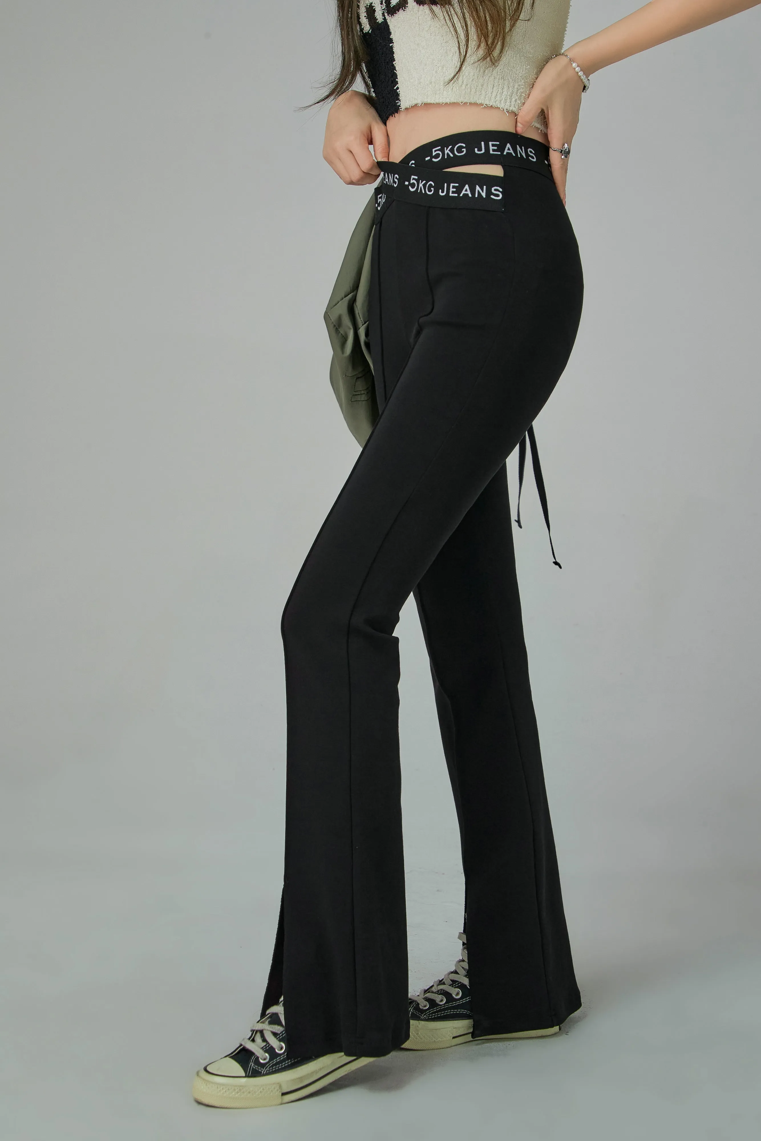 X-Cross Waist Banding Bootcut Pants